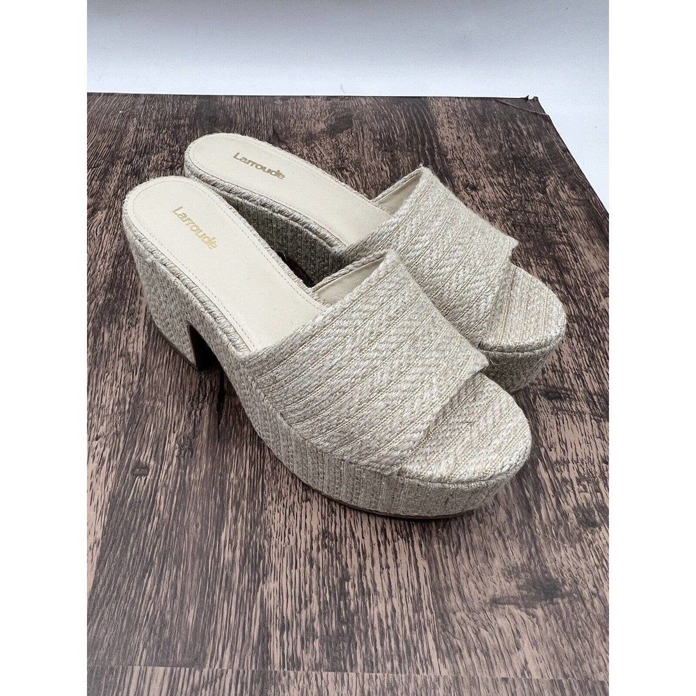 Larroudé Miso Raffia Platform Mules Size 39 US 9 Raffia
